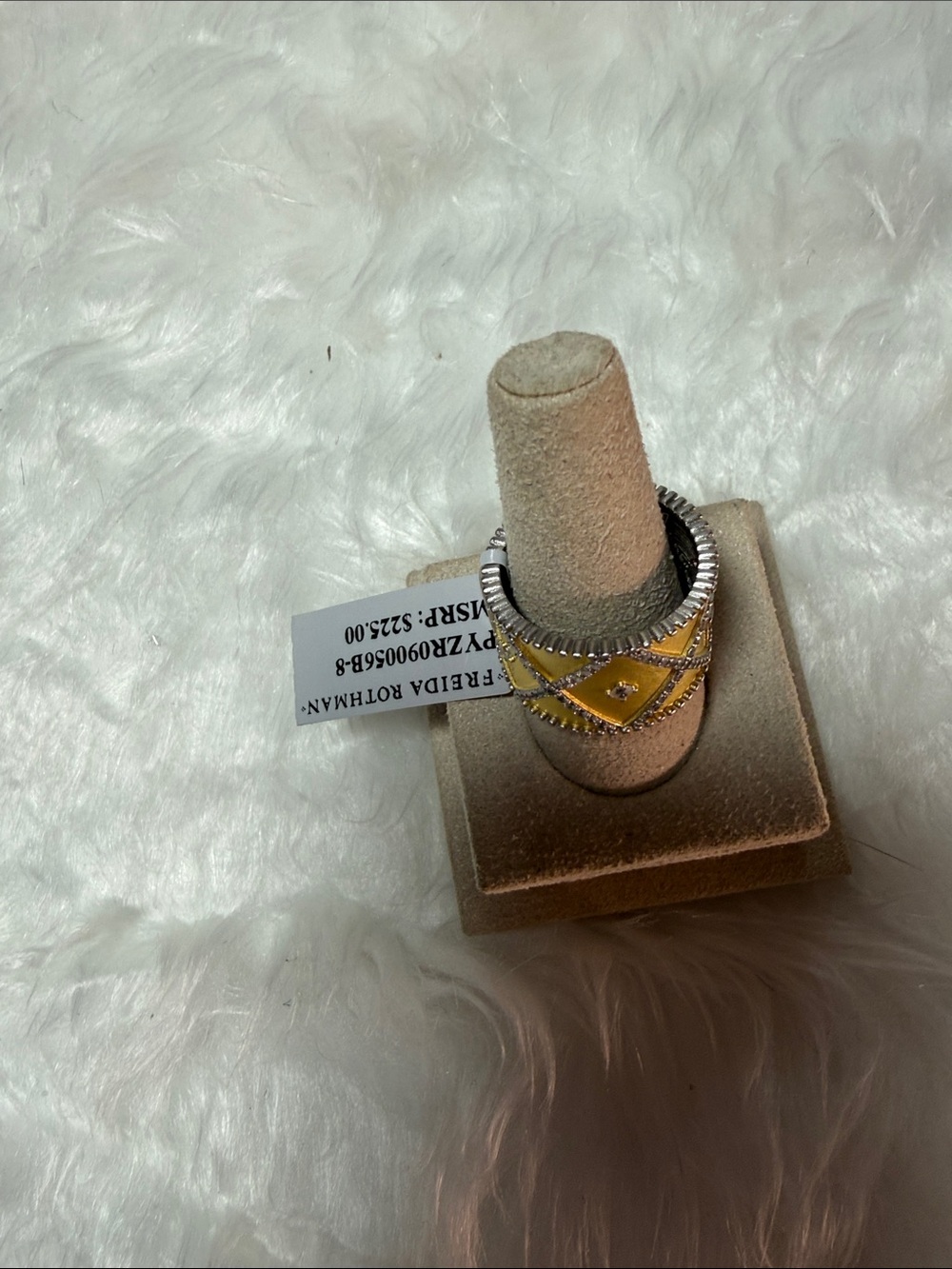 Freida Rothman Gold-Tone Diamond Pattern Wide Band Ring - Picture 6 of 6